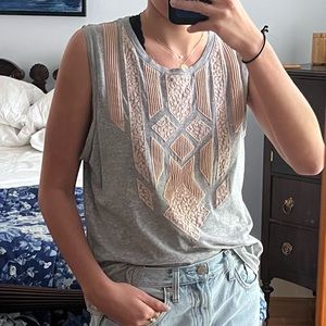 J.Crew grey and salmon top that is perfect for summer!